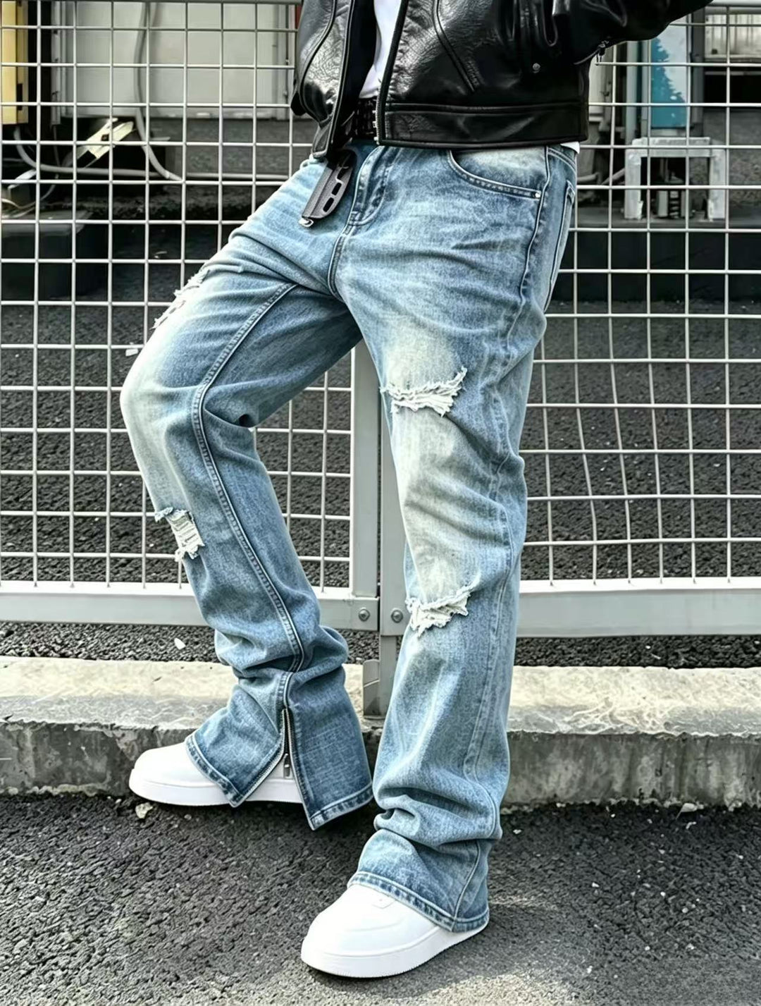 Herren Flared Jeans mit Reißverschluss Echoarchiv