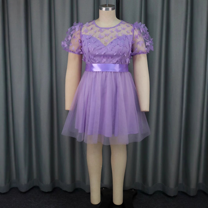 Damen Festliches Kleid mit transparenten Puffärmeln und zarten Schmetterlingsdetails Echo Archiv
