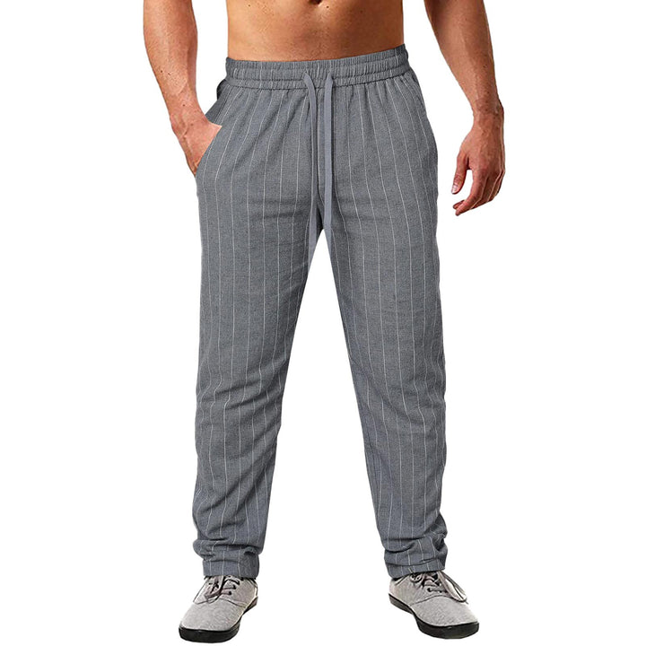 Herren lässige Streifen-Hosen aus Baumwollmix mit elastischem Bund und praktischen Eingrifftaschen Echoarchiv