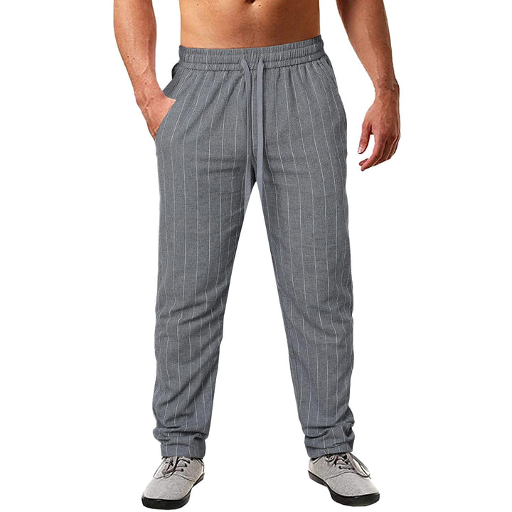 Herren lässige Streifen-Hosen aus Baumwollmix mit elastischem Bund und praktischen Eingrifftaschen Echoarchiv