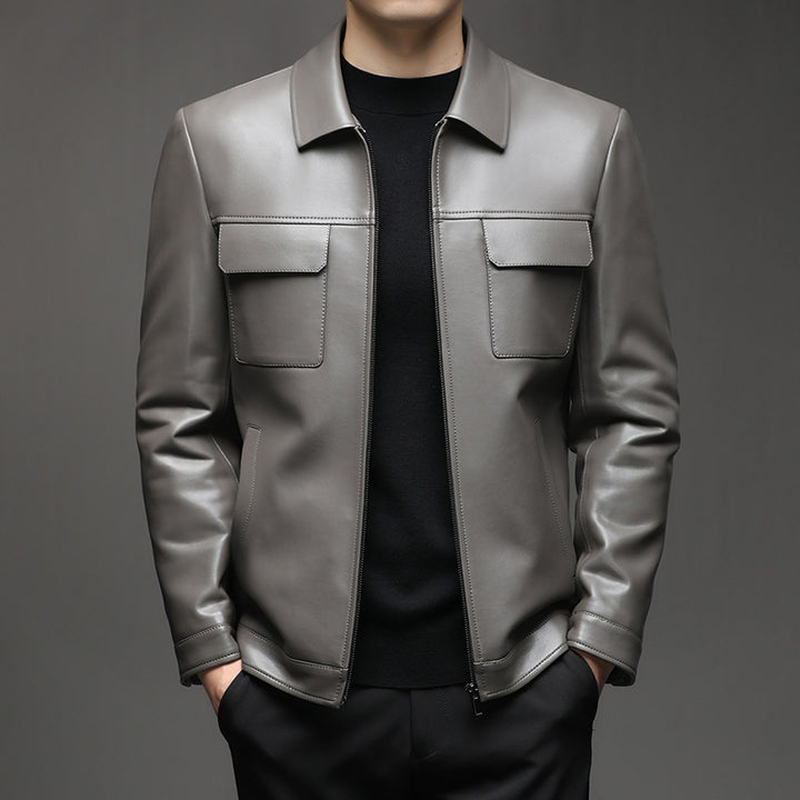 Herren moderne Kunstlederjacke mit praktischen Taschen Echoarchiv