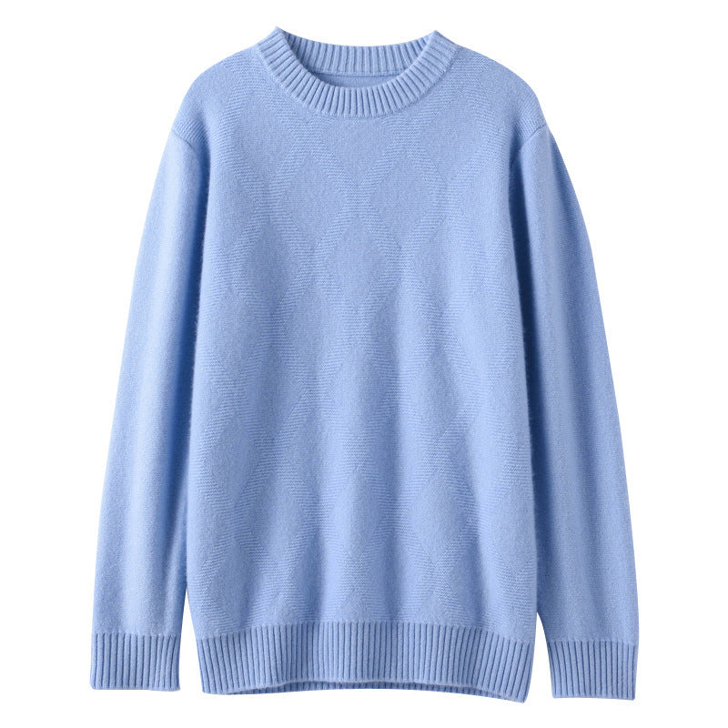 Herren Feiner Rundhals‑Pullover mit dezenter Rautenstruktur aus Kaschmir‑Mix Echoarchiv