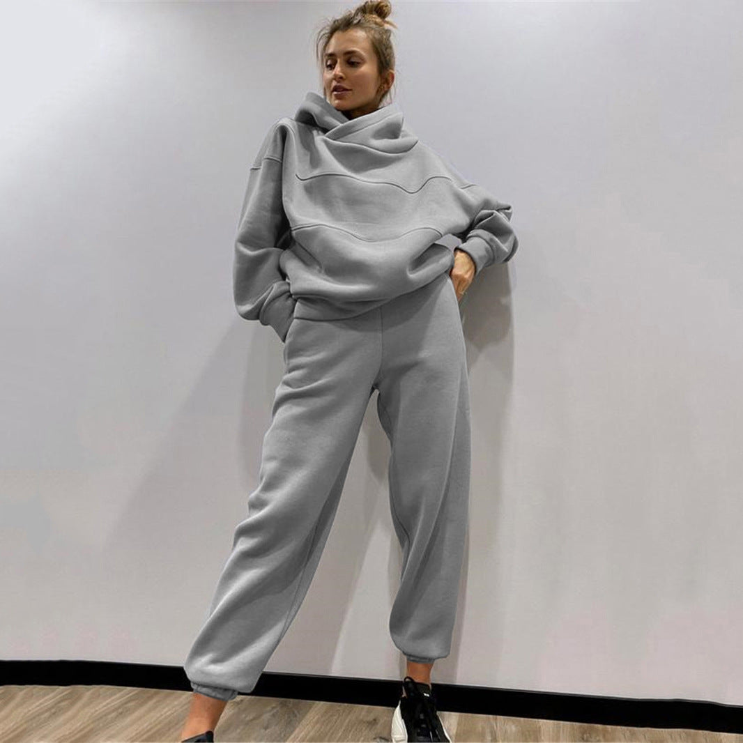 Damen Oversized Loungewear-Set aus schwerem French-Terry mit strukturierter Kapuze und Relax-Jogginghose – Auréline