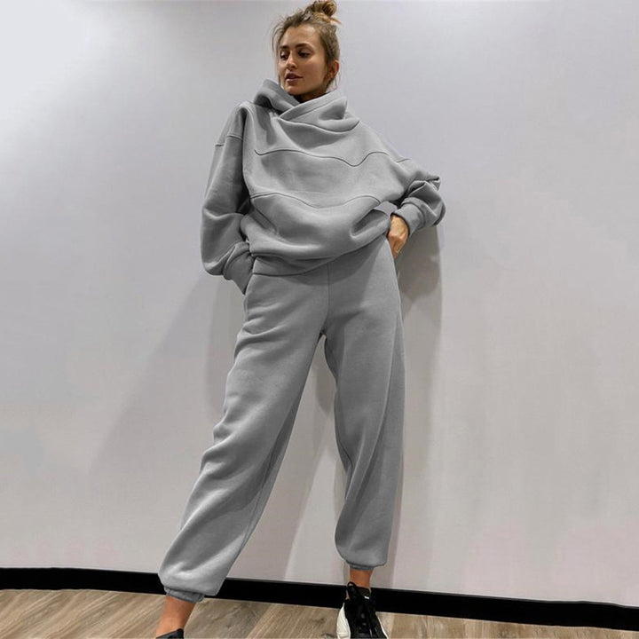 Damen Oversized Loungewear-Set aus schwerem French-Terry mit strukturierter Kapuze und Relax-Jogginghose – Auréline