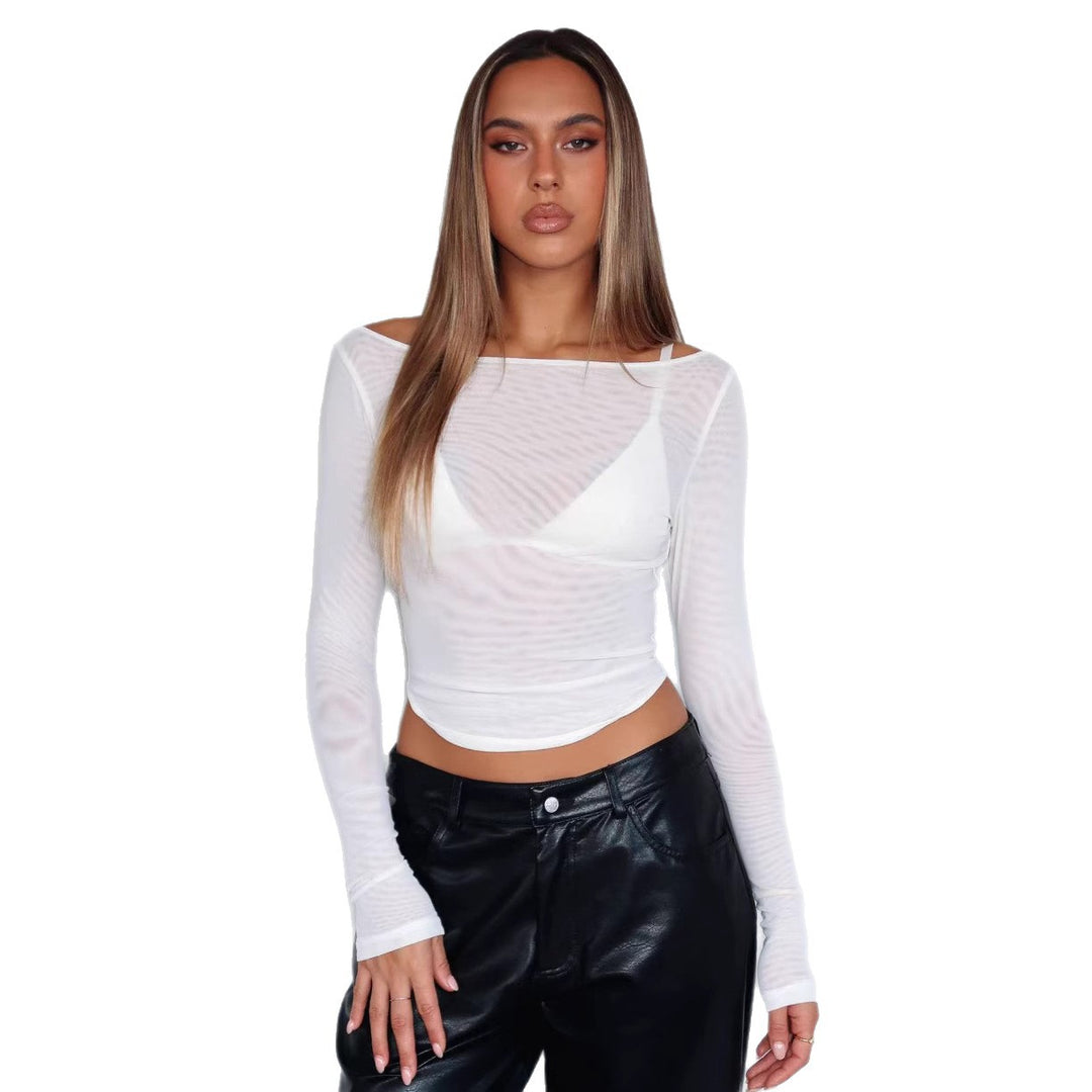Damen Langarmshirt mit transparenten Details und schmalem Schnitt Echo Archiv
