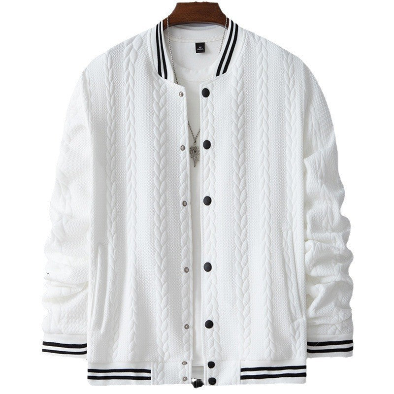 Herren sportliche Collegejacke mit strukturierter Oberfläche und modernen Kontraststreifen Echoarchiv