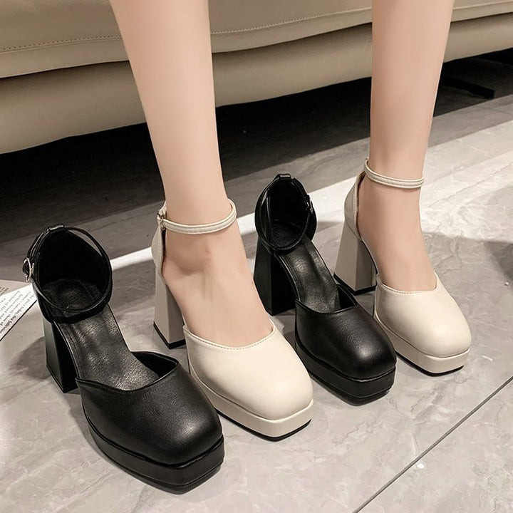 Damen Mary-Jane Pumps mit quadratischer Zehenbox, Plateau und robustem Blockabsatz – Lioré