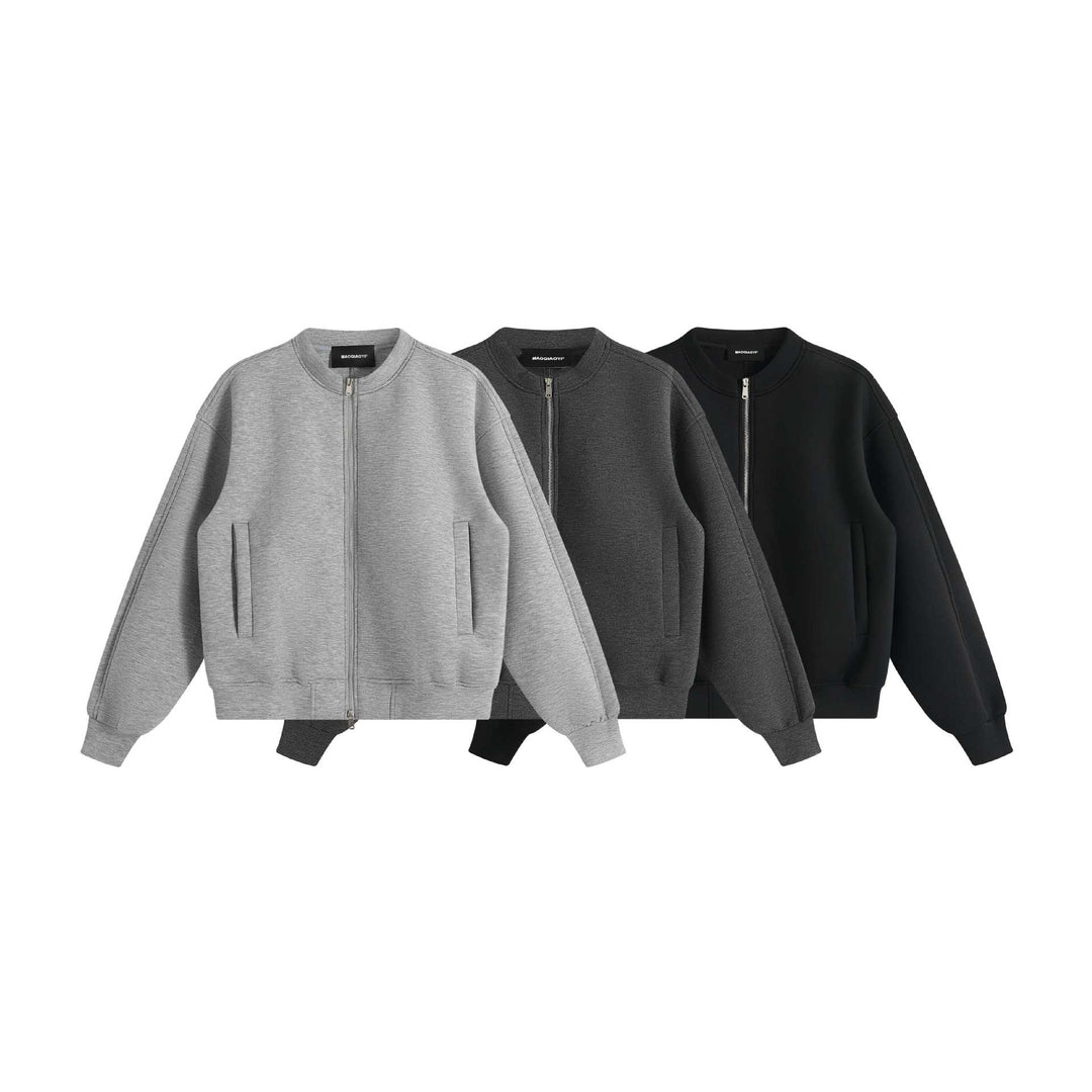 Unisex Oversize-Trainingsjacke im Boxy‑Schnitt mit kurzem Stehkragen und Zwei-Wege-Reißverschluss Echoarchiv