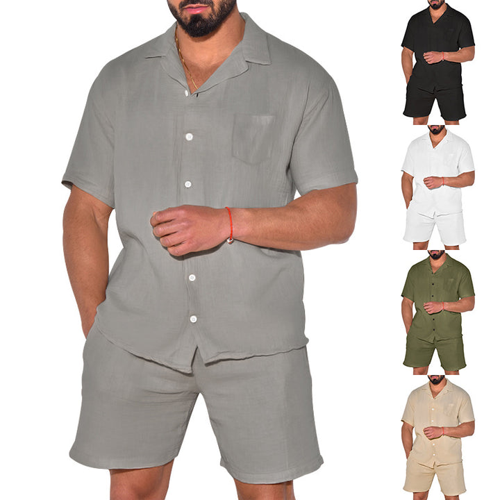 Herren Leichte und atmungsaktive Kurzarm-Hemd-Shorts Kombination Echoarchiv
