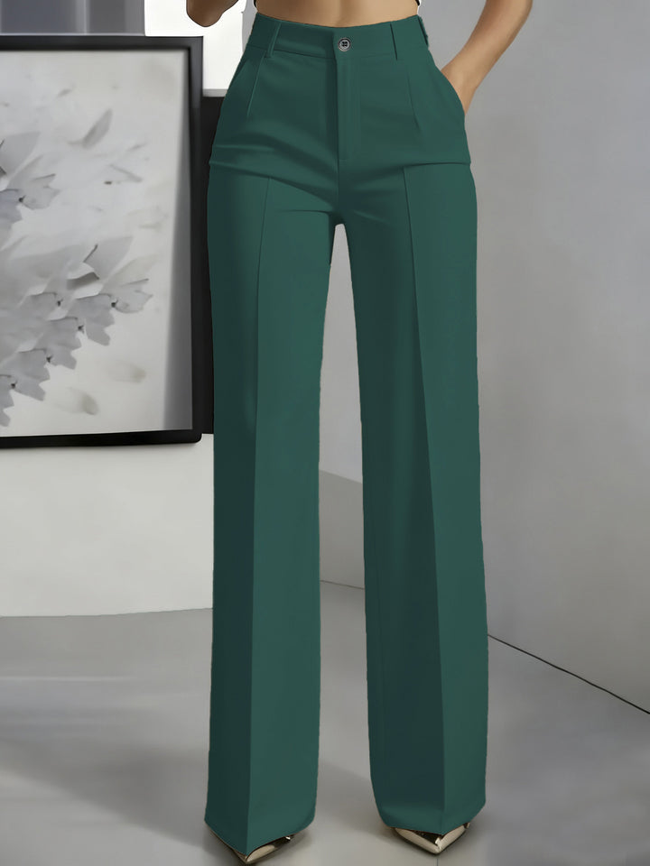 Damen Hochtaillierte Palazzo-Hose mit Bügelfalte und Eingrifftaschen Echoarchiv