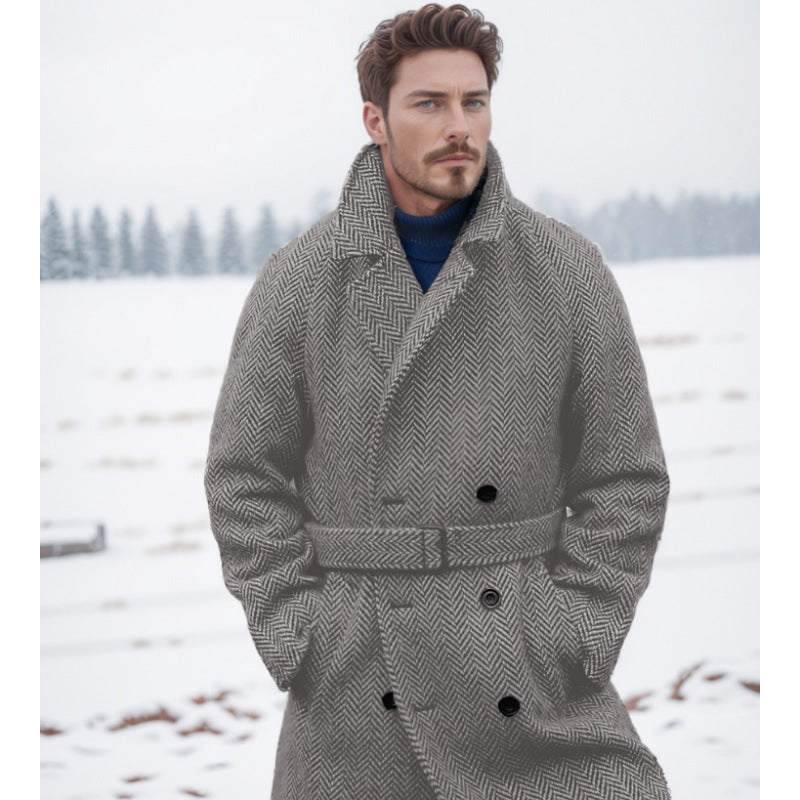 Herren Eleganter Hahnentritt Wollmantel Echoarchiv