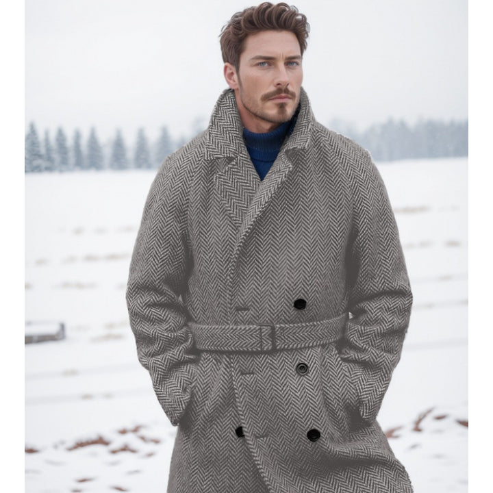 Herren Eleganter Hahnentritt Wollmantel Echoarchiv