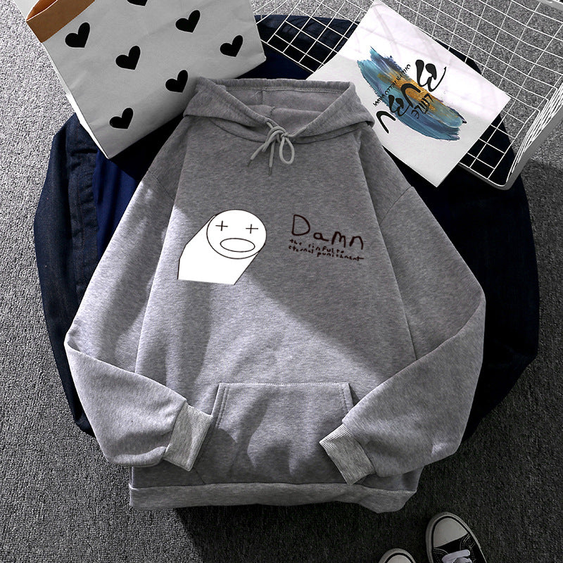 Damen Kapuzenpullover mit minimalistischer Grafik, lockerer Oversize-Passform und Kängurutasche – Auréline