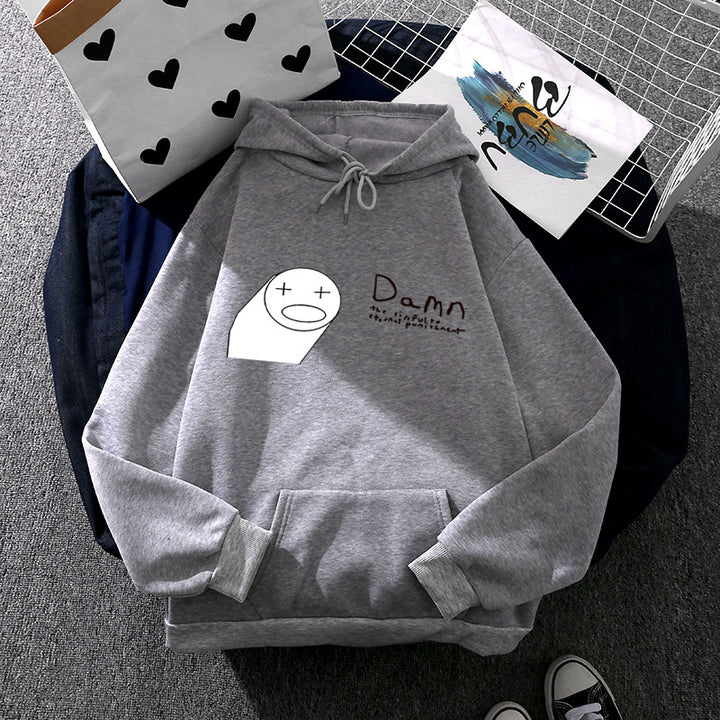Damen Kapuzenpullover mit minimalistischer Grafik, lockerer Oversize-Passform und Kängurutasche – Auréline