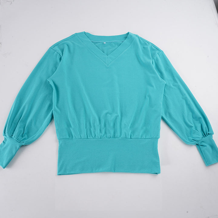 Damen Oversized Sweatshirt mit V-Ausschnitt und Ballonärmeln Echo Archiv