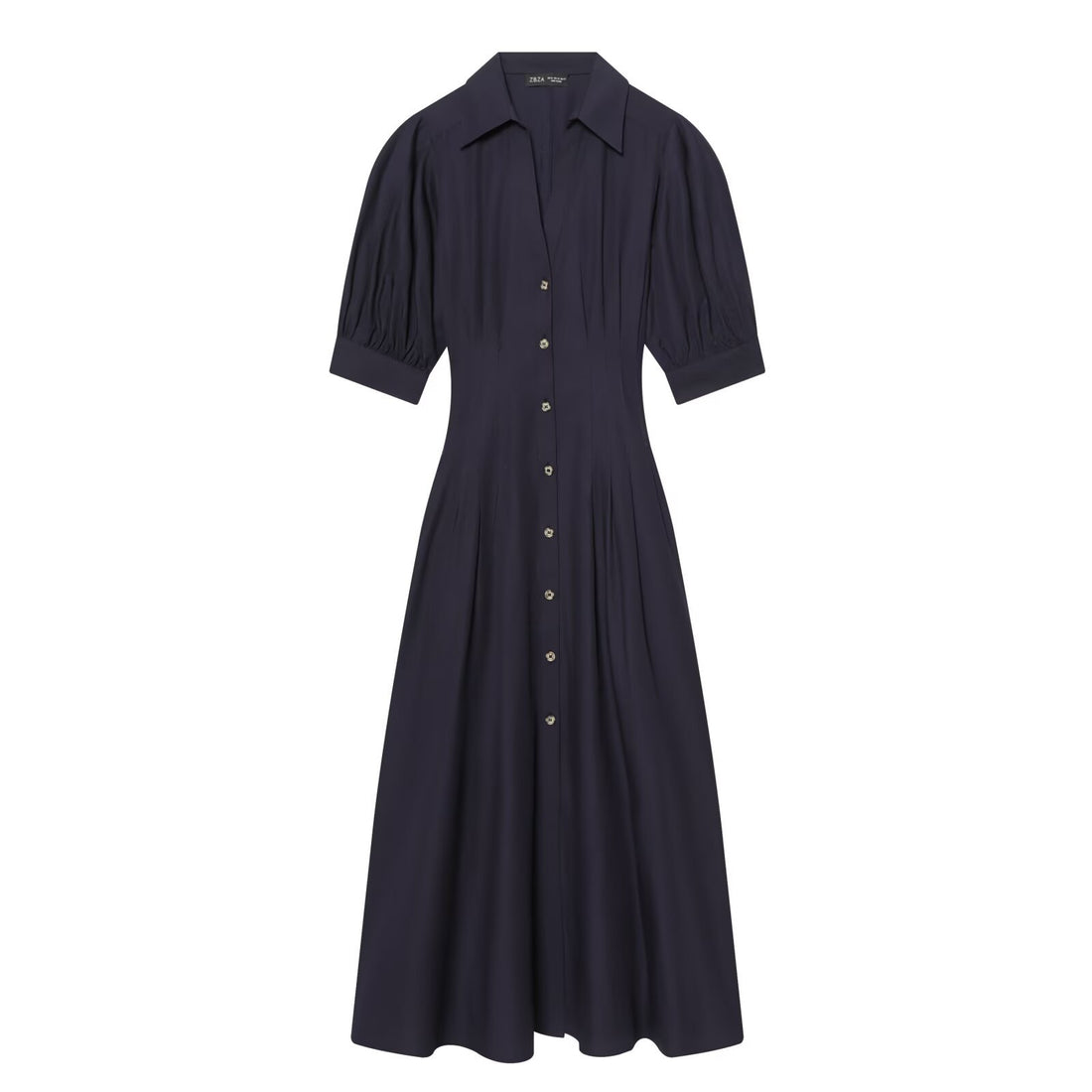 Damen Hemdblusenkleid mit taillierter Passform, Puffärmeln und durchgehender Knopfleiste Echo Archiv