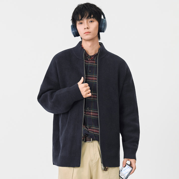 Damen Oversize-Strickjacke mit durchgehendem Reißverschluss und Stehkragen Echo Archiv