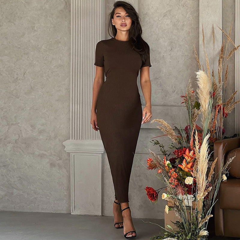 Damen Elegantes figurbetontes Maxikleid mit kurzem Ärmelschnitt Echo Archiv