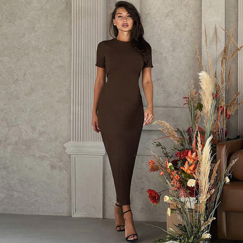 Damen Elegantes figurbetontes Maxikleid mit kurzem Ärmelschnitt Echo Archiv