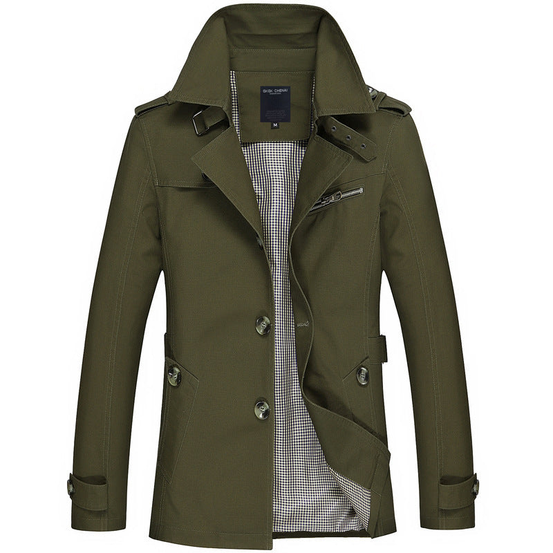Herren stilvolle Trenchcoatjacke mit praktischem Schnitt Echoarchiv