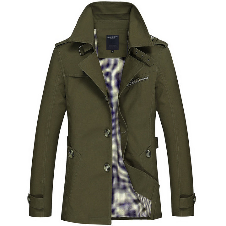Herren stilvolle Trenchcoatjacke mit praktischem Schnitt Echoarchiv
