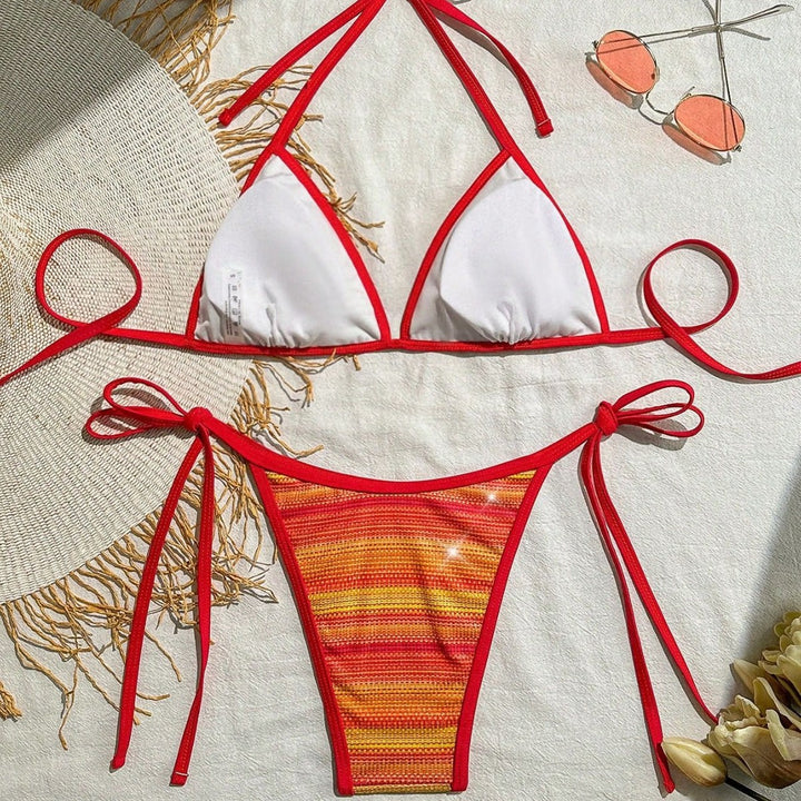 Damen Triangel-Bikini mit modischem Streifendesign Echo Archiv