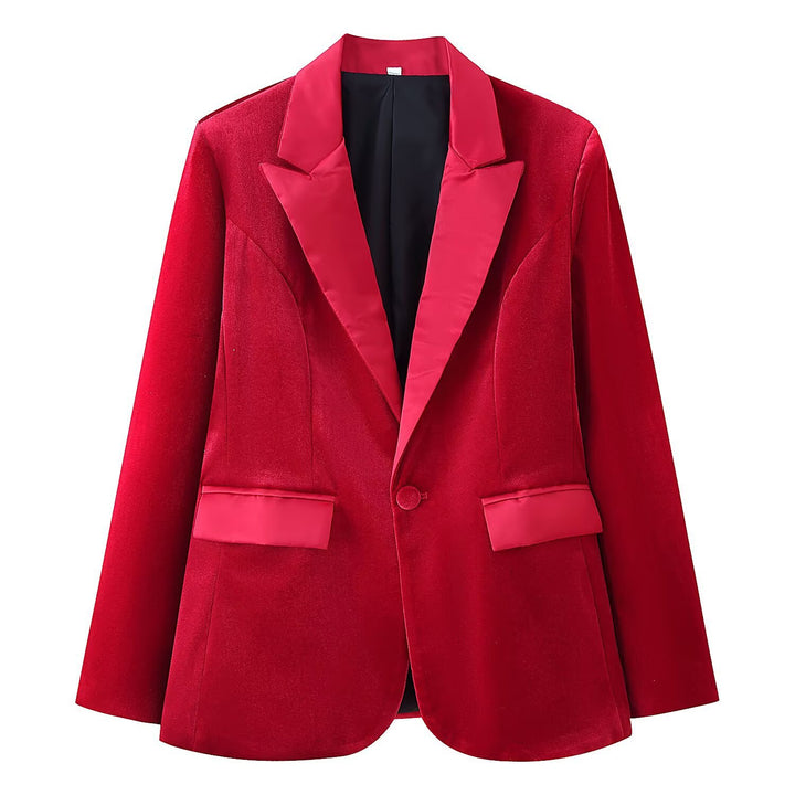 Damen Samt-Blazer mit Satin-Revers und taillierten Abnähern Echo Archiv