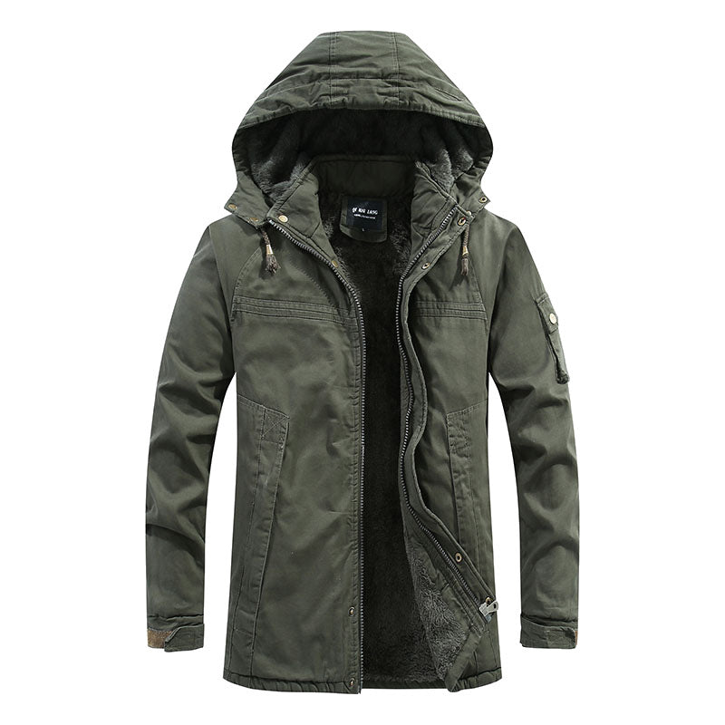 Herren Outdoor-Canvasparka mit abgenähter Kapuze, wärmender Teddyfleece-Innenlage und verdecktem Zweiwege-Reißverschluss Echo Archiv