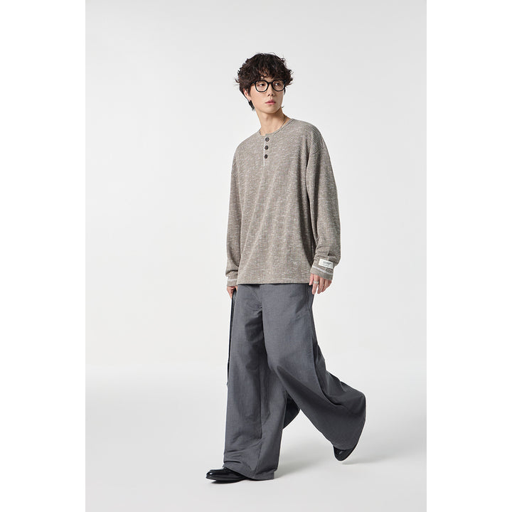 Unisex Thermo-Waffelstrick-Henleyshirt mit Knopfleiste und Rippstruktur Echoarchiv