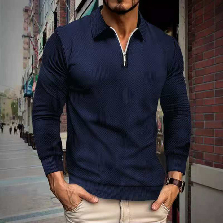 Herren Fleece-Pullover mit hohem Kragen und innovativem Strukturdesign Echoarchiv