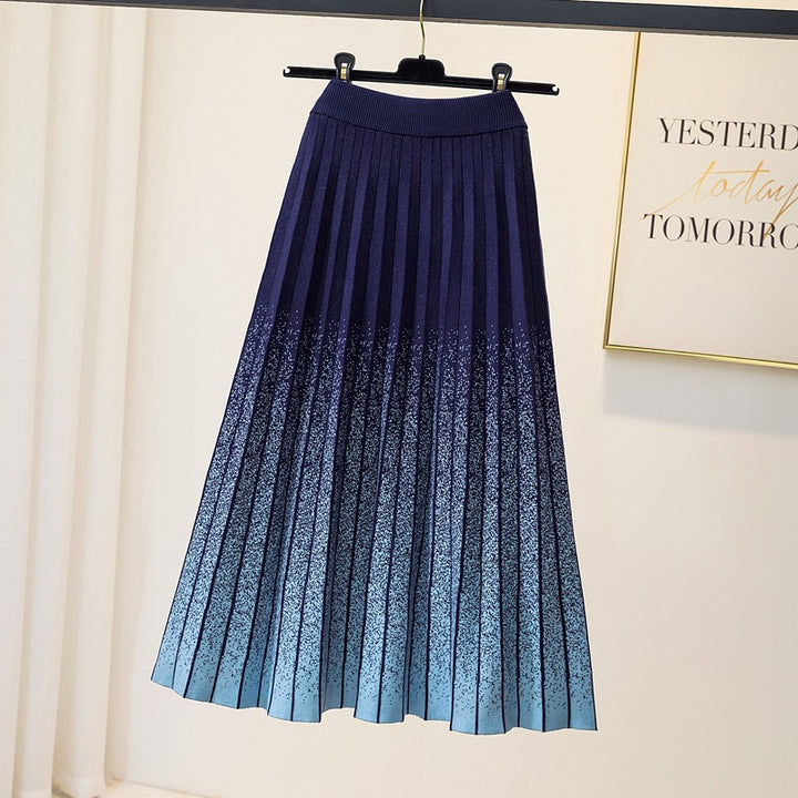 Damen Eleganter Plissee-Rock mit kontrastierenden Streifen Echo Archiv