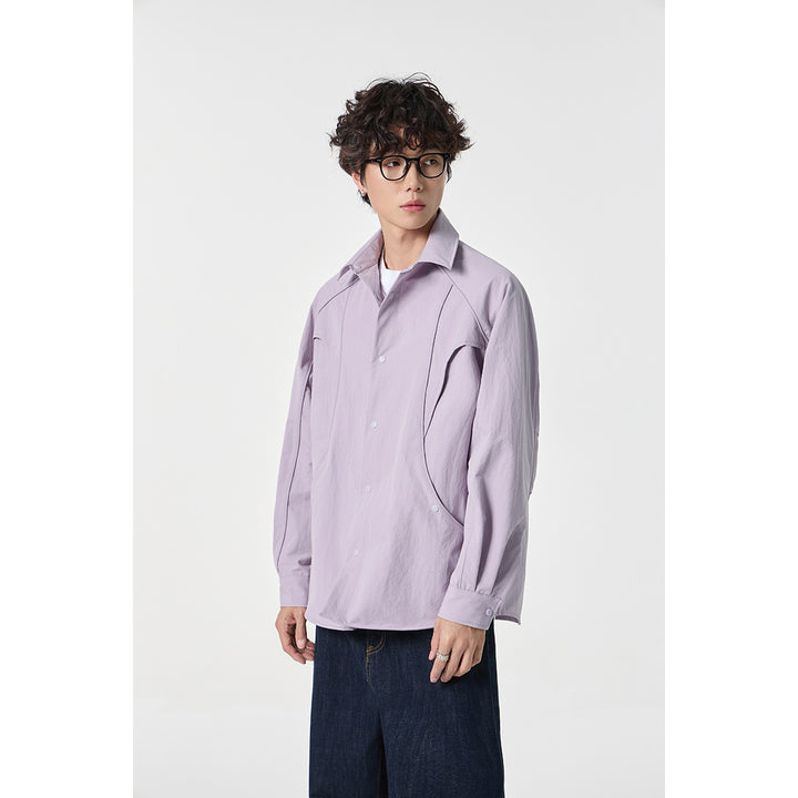 Damen Oversize-Hemdjacke mit geschwungener Teilnaht und Druckknopfleiste Echoarchiv