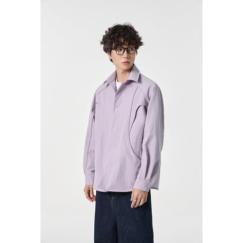 Damen Oversize-Hemdjacke mit geschwungener Teilnaht und Druckknopfleiste Echoarchiv