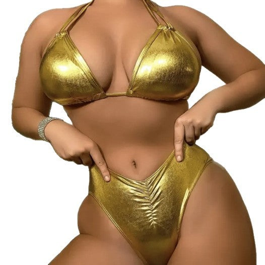Damen Hochwertiger Triangel-Bikini mit metallischem Finish Echo Archiv