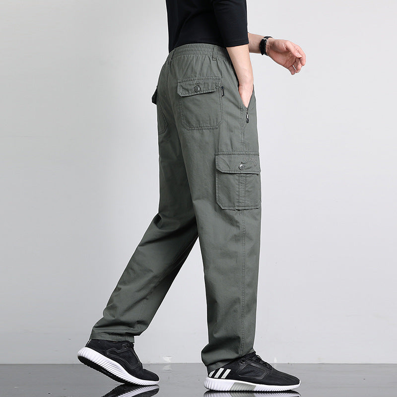 Herren Lockere Cargohose mit elastischem Bund, Multifach‑Taschen & geradem Bein Echo Archiv
