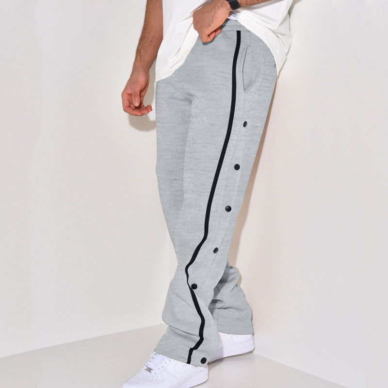 Herren Snap-Trackhose mit seitlichem Kontraststreifen, Druckknopf-Leiste und elastischem Bund Echoarchiv