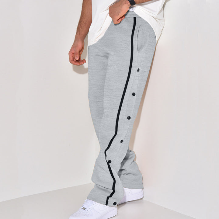 Herren Snap-Trackhose mit seitlichem Kontraststreifen, Druckknopf-Leiste und elastischem Bund Echoarchiv
