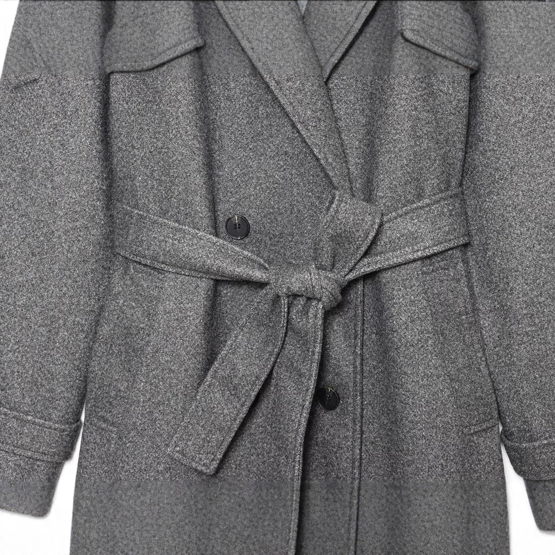 Damen Langer Woll-Trenchcoat mit Bindegürtel Echoarchiv