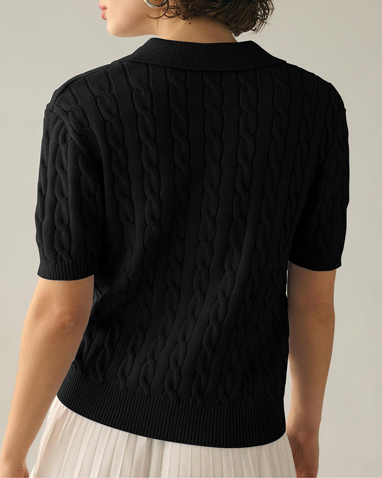 Echoarchiv | Polo-Kragen Twist Strickpullover