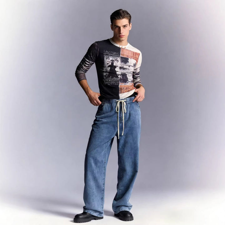 Herren lässiges Sweatshirt mit grafischem Print und Raglanärmeln Echo Archiv