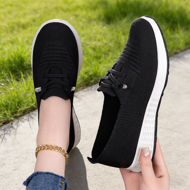 Damen nan leichter gestrickter Slip-On Freizeitschuh mit elastischem Einstieg, dekorativer Zier-Schnürung und dämpfender Leichtprofilsohle Echo Archiv