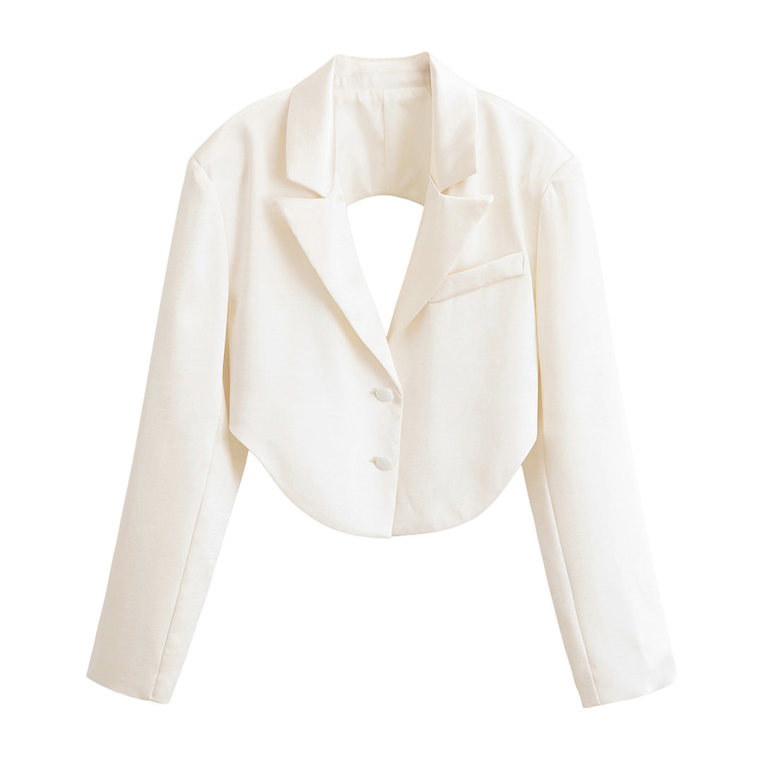 Damen Cropped-Kurzblazer mit abgerundetem Saum und Reverskragen Echoarchiv