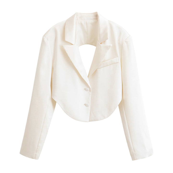 Damen Cropped-Kurzblazer mit abgerundetem Saum und Reverskragen Echoarchiv
