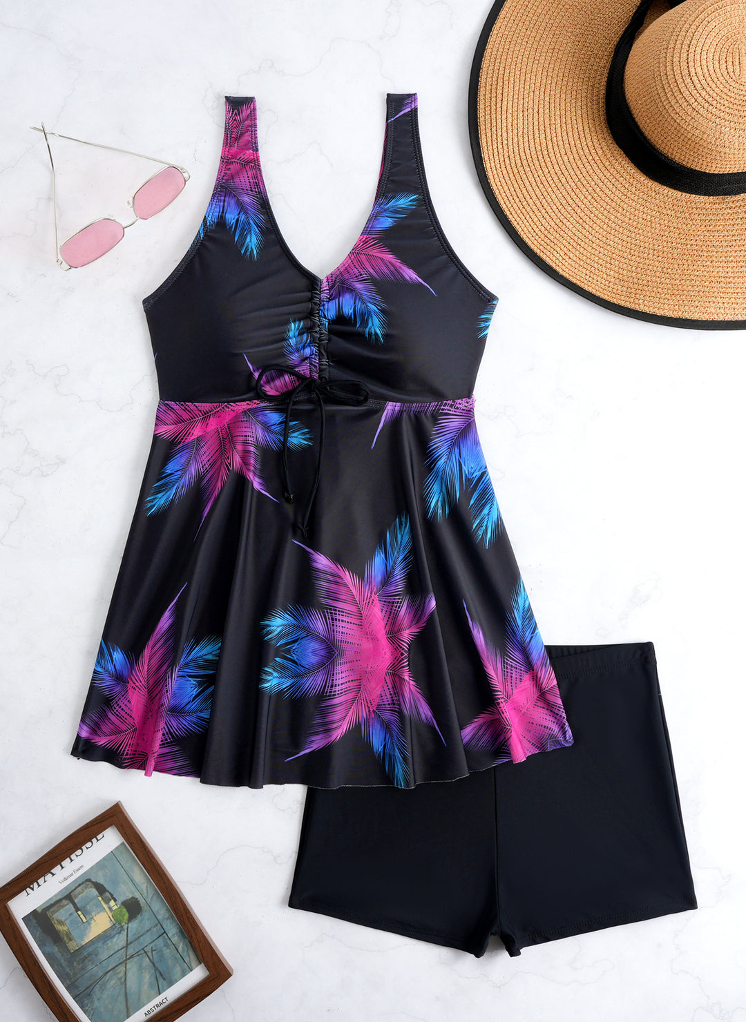 Damen Badeanzug mit elegantem Wickeldesign und figurbetonendem Rock Echo Archiv