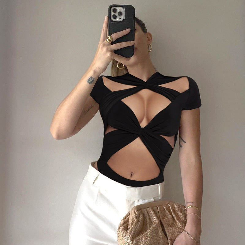 Damen Cut-Out Crop-Top Echo Archiv