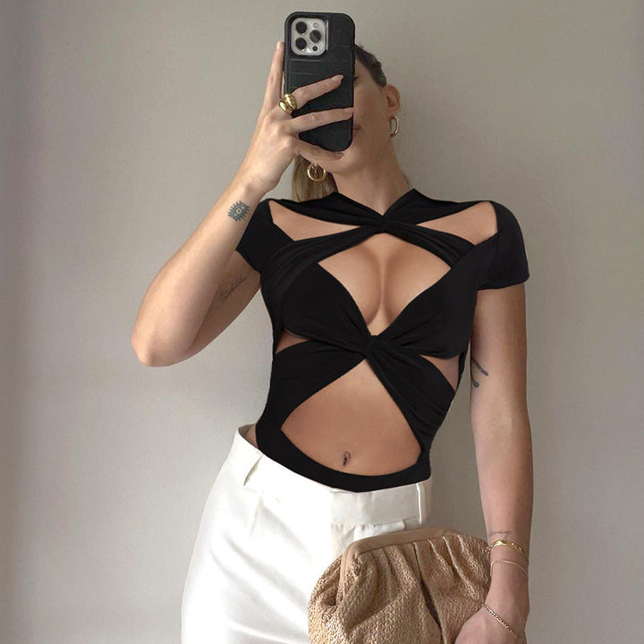 Damen Cut-Out Crop-Top Echo Archiv