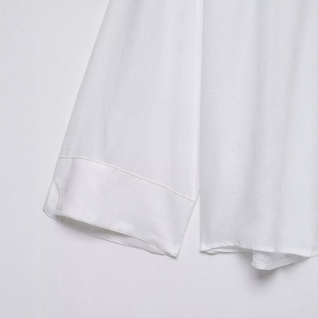 Damen Weites Tunika-Blusenshirt mit V‑Ausschnitt und halber Knopfleiste Echo Archiv