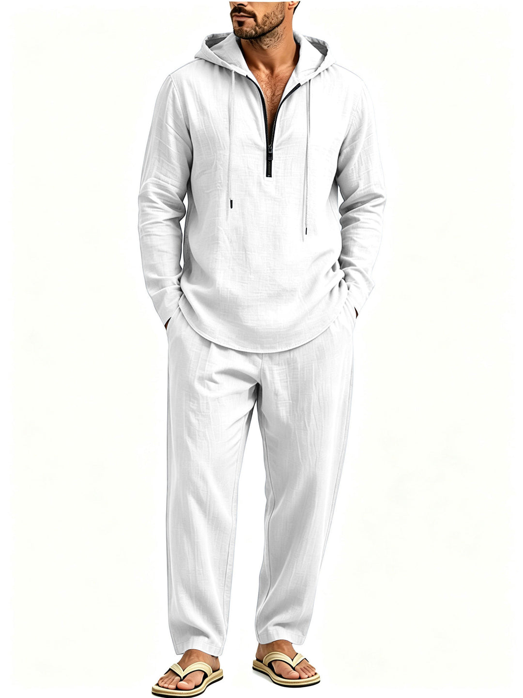 Herren Lässiges Lounge-Set mit Halbzip-Kapuzenpullover und locker sitzender Freizeit-Hose Echoarchiv