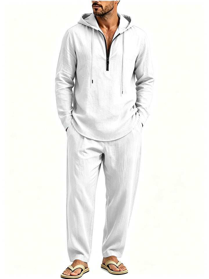 Herren Lässiges Lounge-Set mit Halbzip-Kapuzenpullover und locker sitzender Freizeit-Hose Echoarchiv