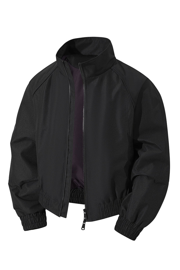 Leichte Windjacke für Herren mit hohem Kragen, Zwei-Wege-Reißverschluss und elastischem Kordelzug in der Taille – Brevano